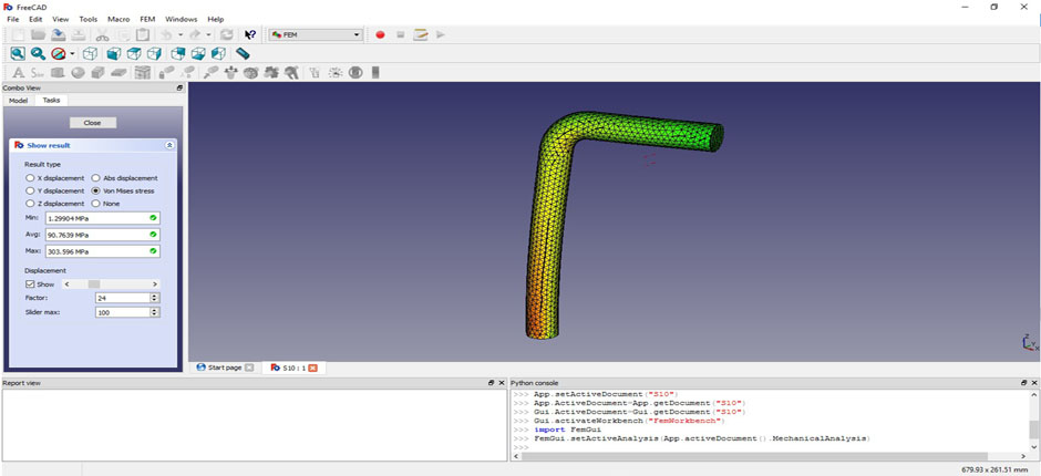 FEA - von Mises stress; Analysis of a Bent Road 